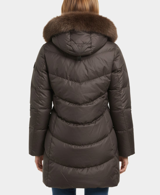 Down Puffer Jacket w/ Fox Fur Trim Hood view 
