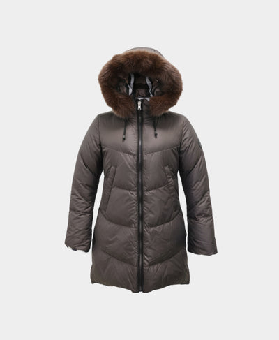 Down Puffer Jacket w/ Fox Fur Trim Hood image 3