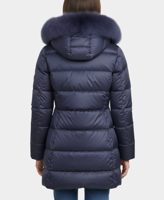 Down Puffer Jacket w/ Fox Fur Trim Hood view 