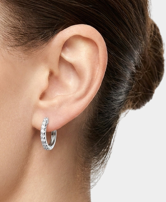 
Moissanite Small Hoop Earrings in SILVER view 1
