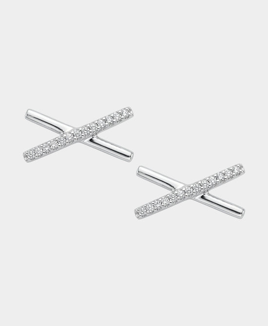 
Moissanite Criss Cross Stud Earrings in SILVER view 2
