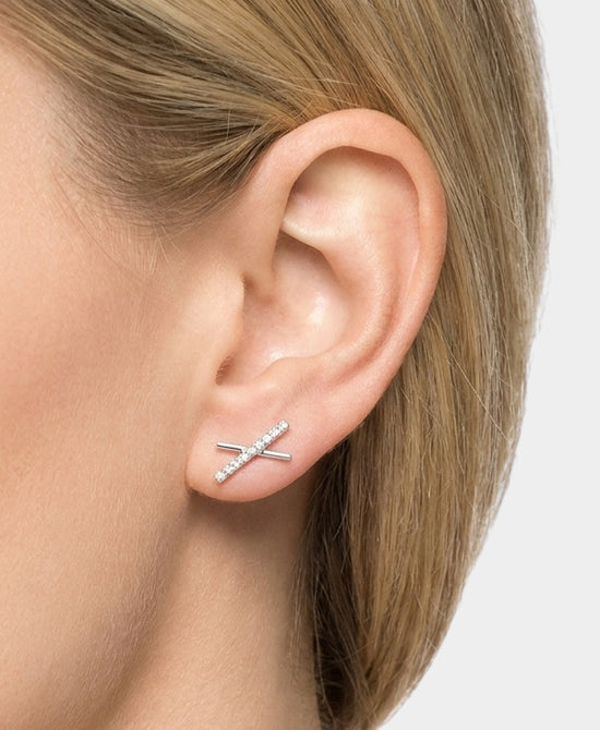 
Moissanite Criss Cross Stud Earrings in SILVER view 1