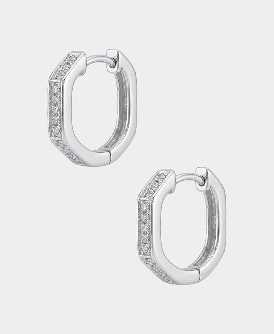 
Moissanite Hexagon Hoop Earrings in SILVER view 2