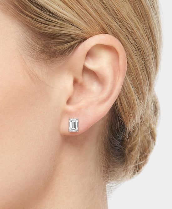 
Moissanite Square Stud Earrings in SILVER view 1