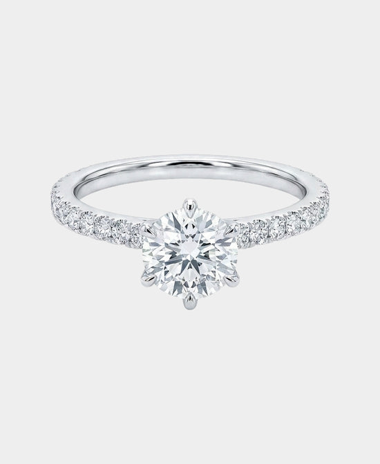 
Moissanite Round Stone Engagement Ring in SILVER view 2
