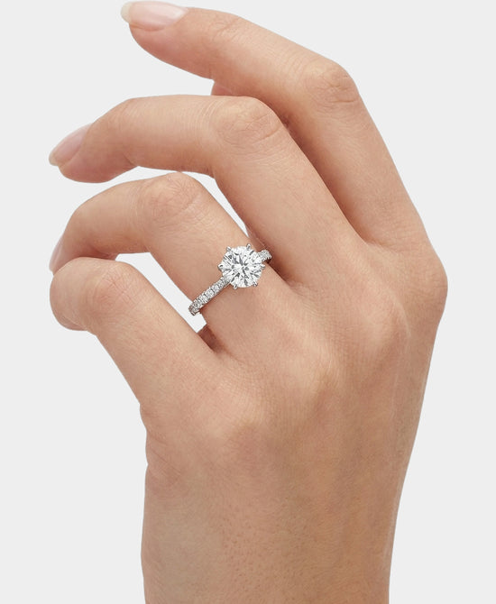 
Moissanite Round Stone Engagement Ring in SILVER view 1