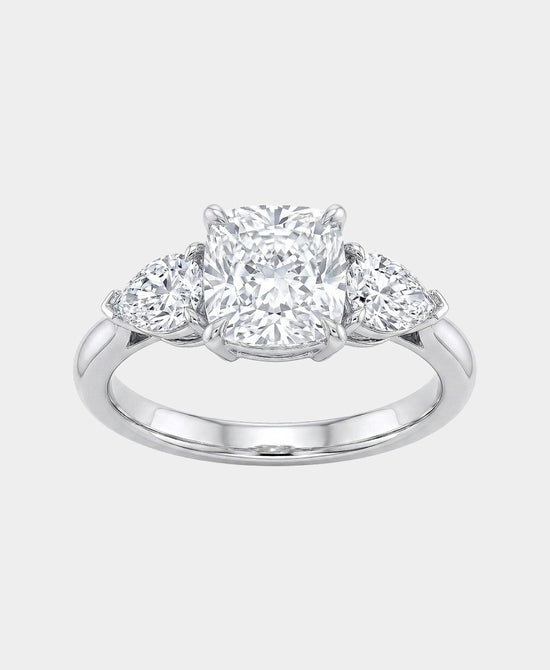 
Moissanite Triple Stone Engagement Ring in SILVER view 2