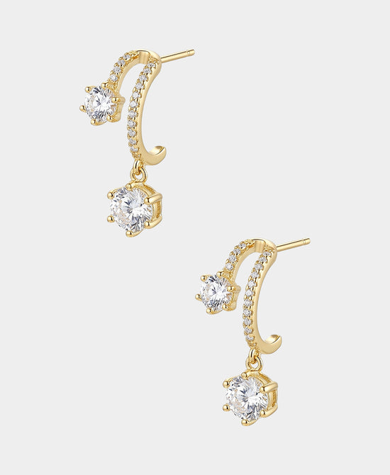 
Cubic Zirconia Double Bar Drop Earrings in GOLD view 2