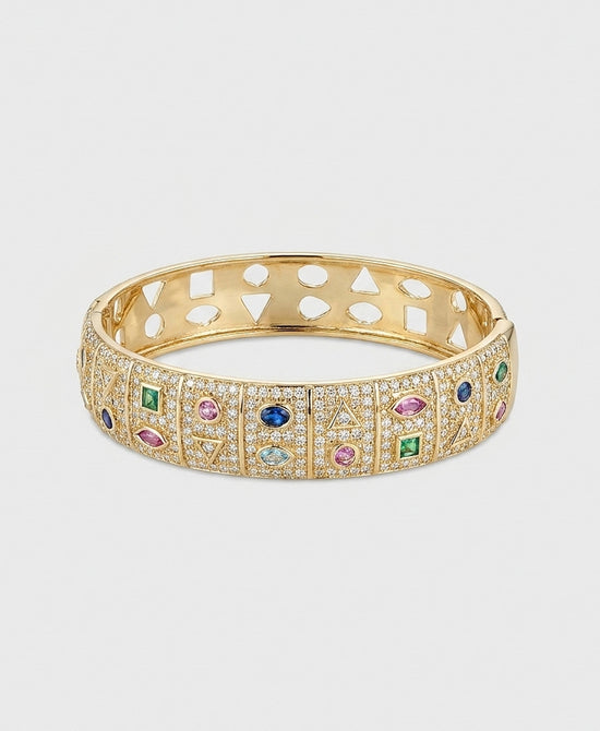 
Cubic Zirconia Shape Cuff Bracelet in GOLD MULTI view 2