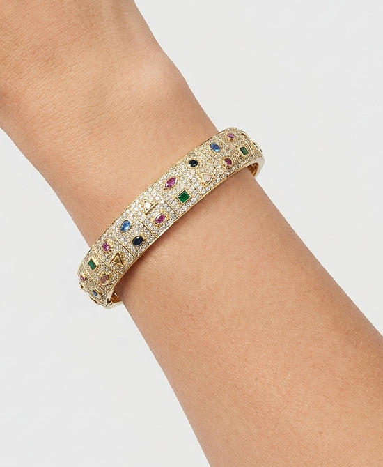 
Cubic Zirconia Shape Cuff Bracelet in GOLD MULTI view 1