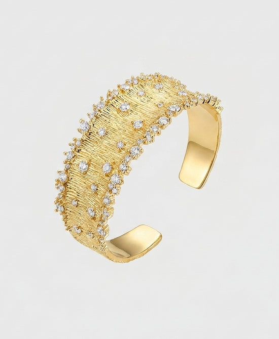
Cubic Zirconia Textured Cuff Bracelet in GOLD view 1