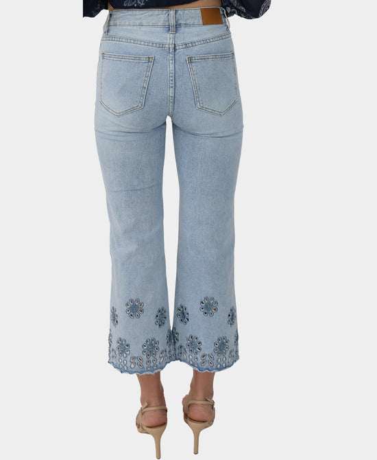 Laser Cut Scalloped Hem Jeans view 