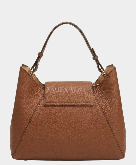 
Leather Scoop Top Shoulder Bag in BROWN view 2