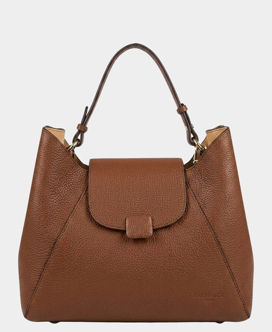 
Leather Scoop Top Shoulder Bag in BROWN view 1