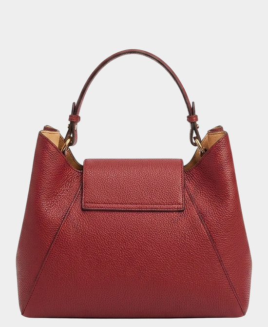 
Leather Scoop Top Shoulder Bag in RUBY view 2