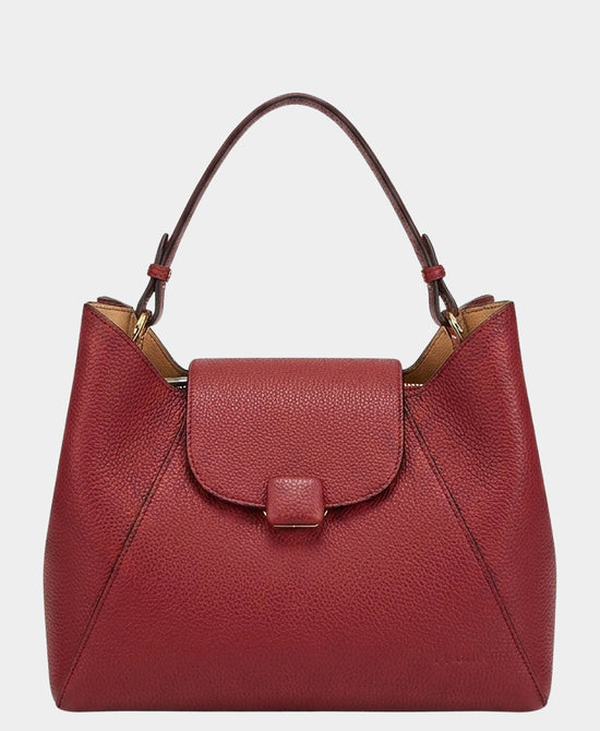 
Leather Scoop Top Shoulder Bag in RUBY view 1