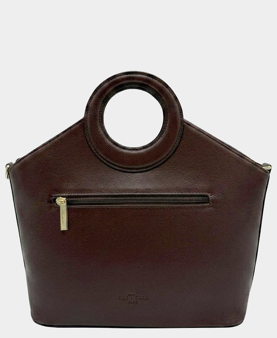 
Leather Tote w/ Circle Handle in CHOCOLATE view 2