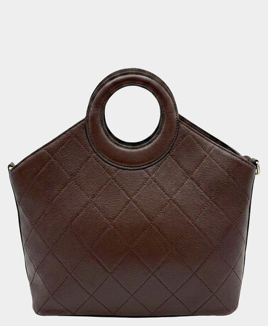 
Leather Tote w/ Circle Handle in CHOCOLATE view 1