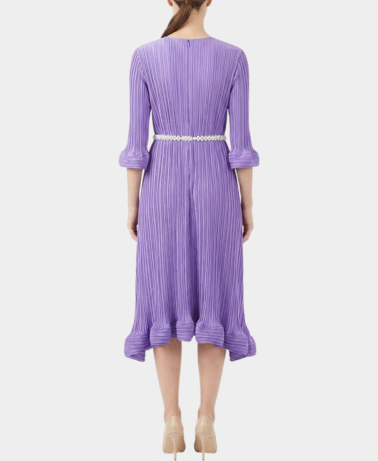 Plisse Pleated Ruffle Hem Dress view 