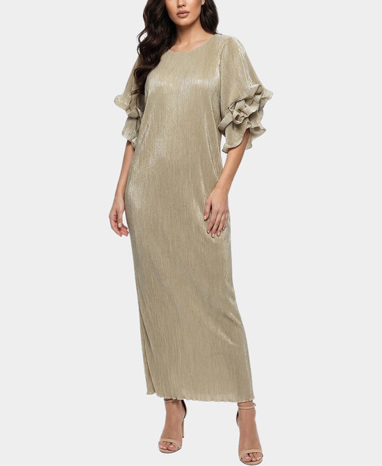 Plisse Dress w/ Ruffle Sleeves view 1