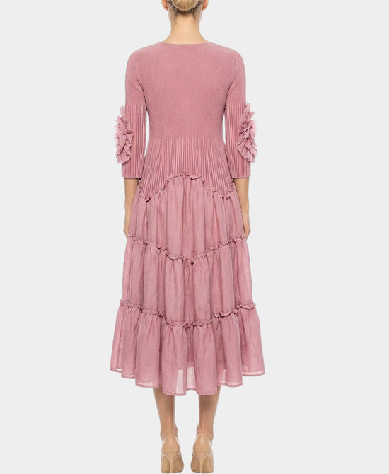 Plisse Pleated Tiered Ruffle Dress view 