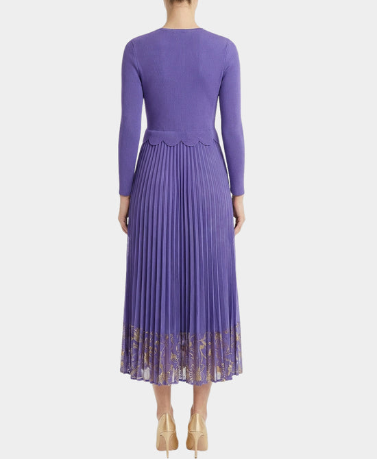 Plisse Pleated Dress w/ Gold Accents view 