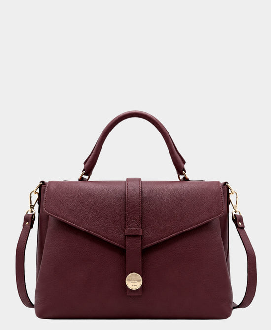 
Leather Envelope Satchel Bag in WINE view 1
