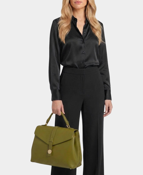 
Leather Envelope Satchel Bag in OLIVE view 2