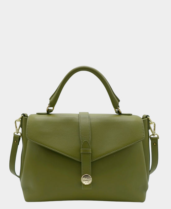 
Leather Envelope Satchel Bag in OLIVE view 1
