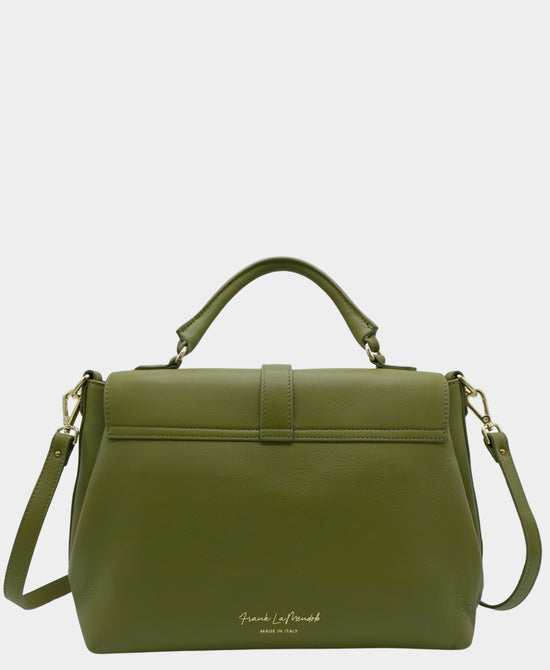 
Leather Envelope Satchel Bag in OLIVE view 2