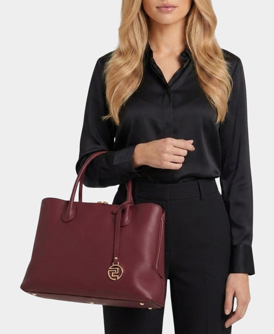 
Leather Satchel Bag in WINE view 1