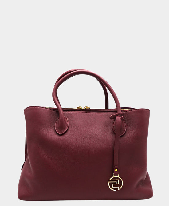 
Leather Satchel Bag in WINE view 2