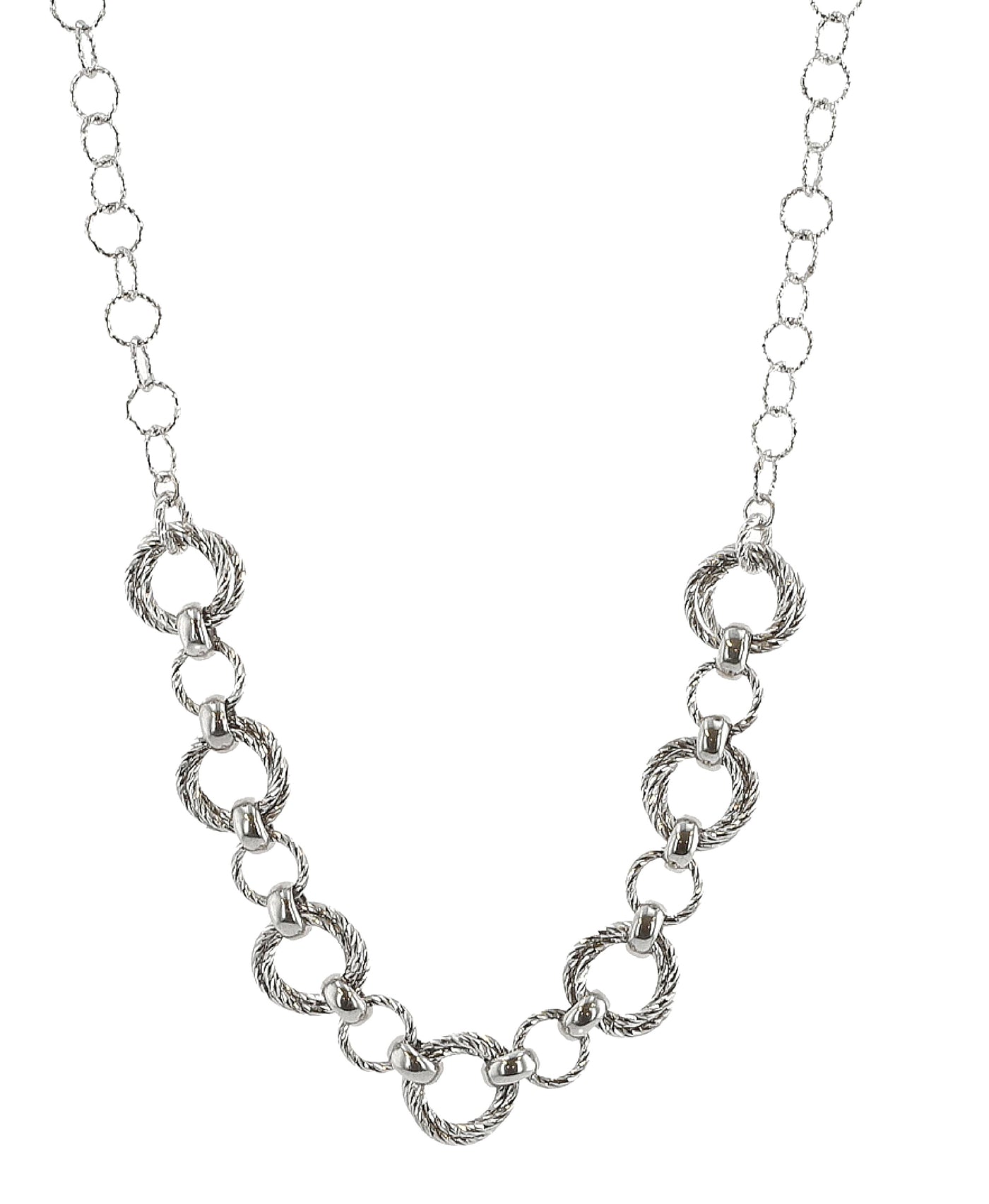 Sterling Silver Textured Circle Necklace view 1