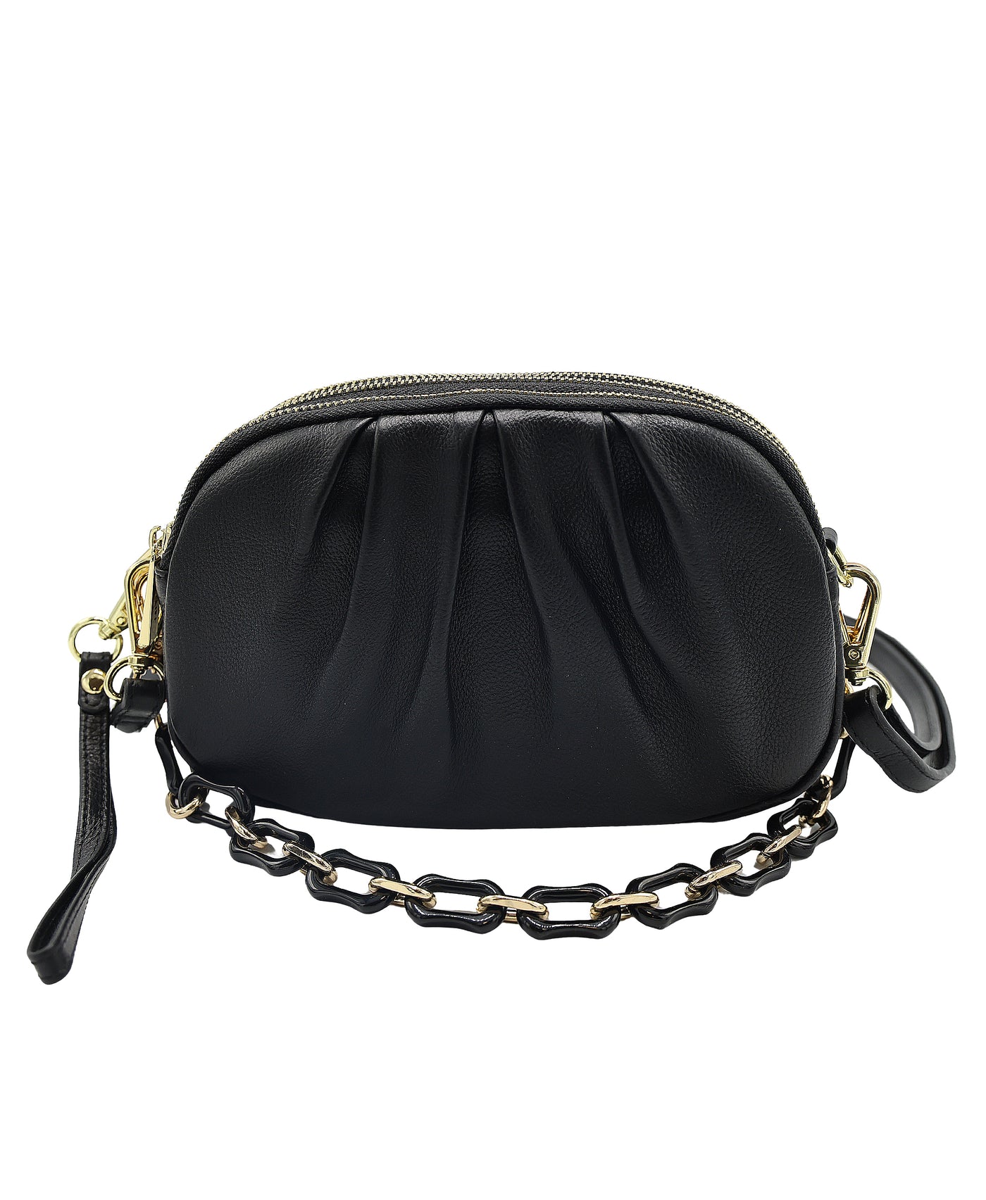 Leather Ruched Crossbody Bag view 1