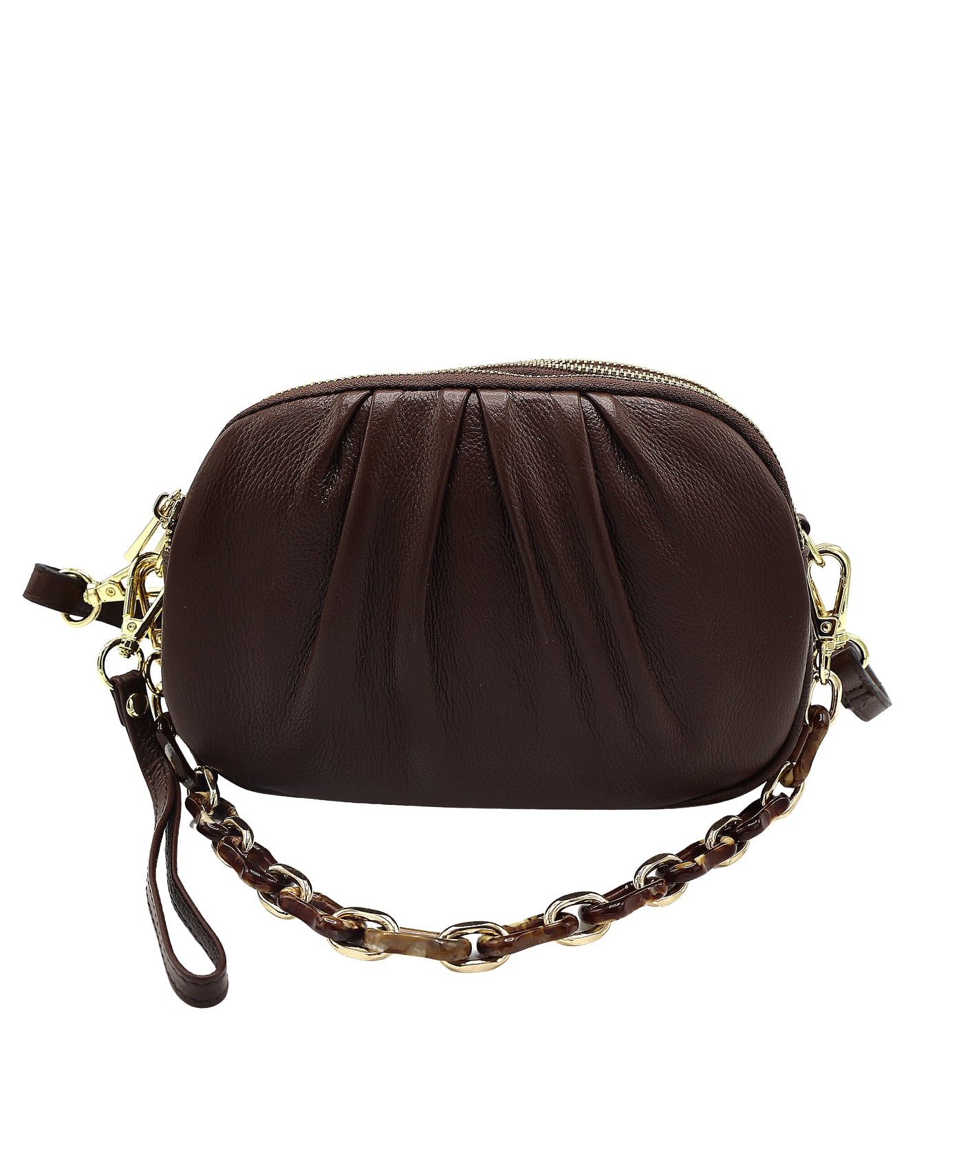 Leather Ruched Crossbody Bag view 1