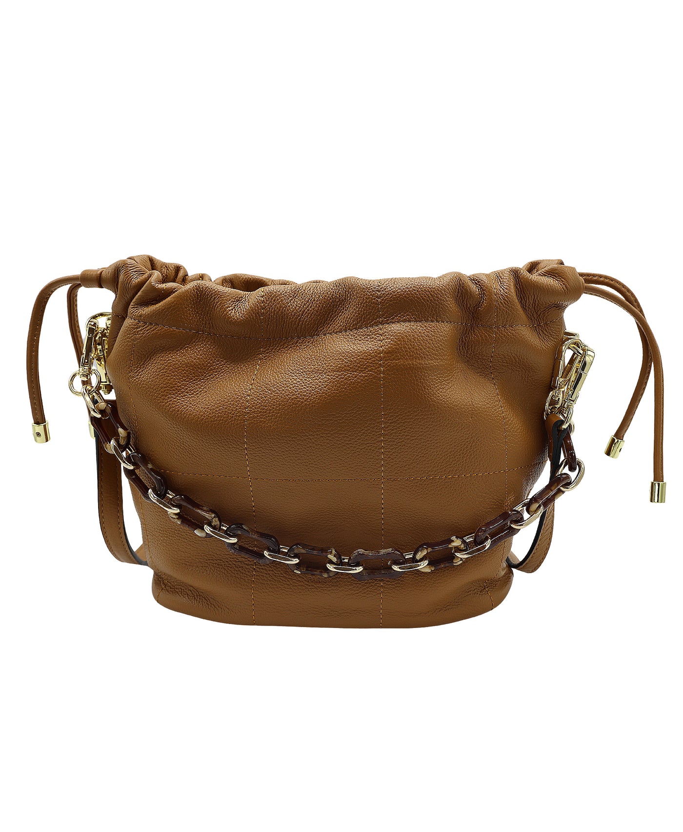 Leather Bucket Bag w/ Chain view 1
