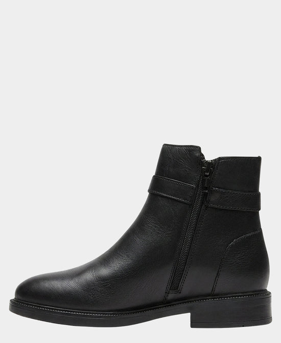 
Leather Buckle Strap Bootie in BLACK view 2