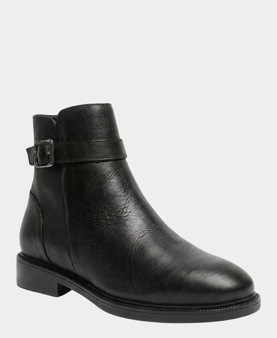 
Leather Buckle Strap Bootie in BLACK view 1