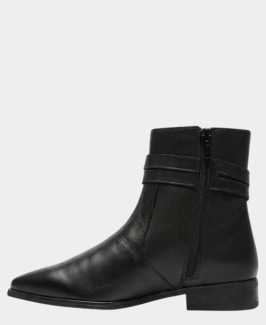 
Leather Double Buckle Bootie in BLACK view 2