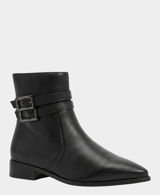 
Leather Double Buckle Bootie in BLACK view 1
