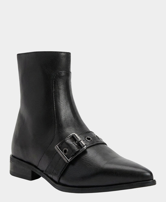 
Leather Buckle Bootie in BLACK view 1