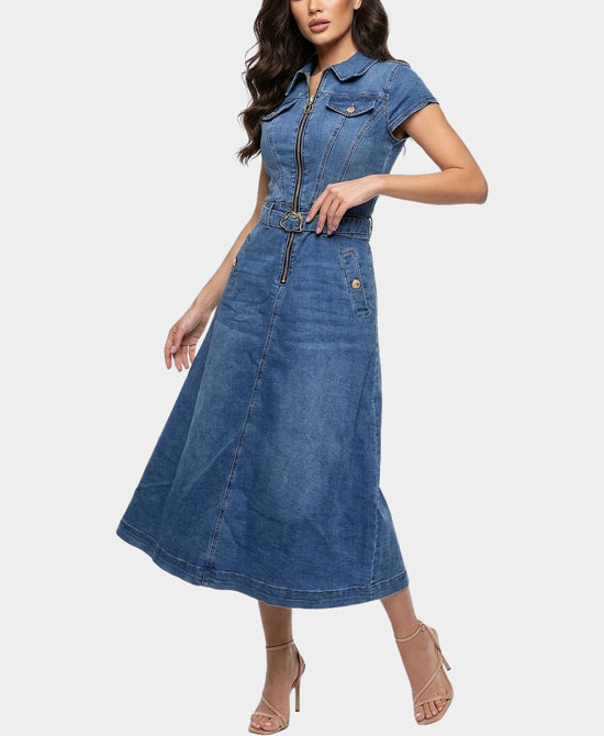
Denim Midi Dress in MEDIUM WASH view 1