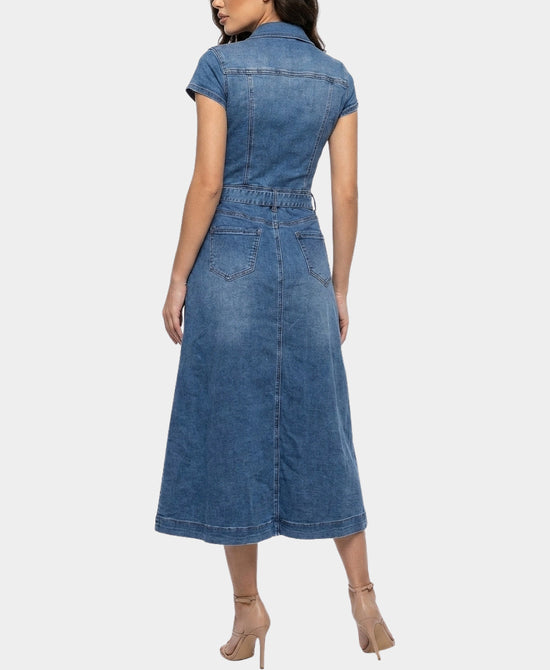 
Denim Midi Dress in MEDIUM WASH view 2