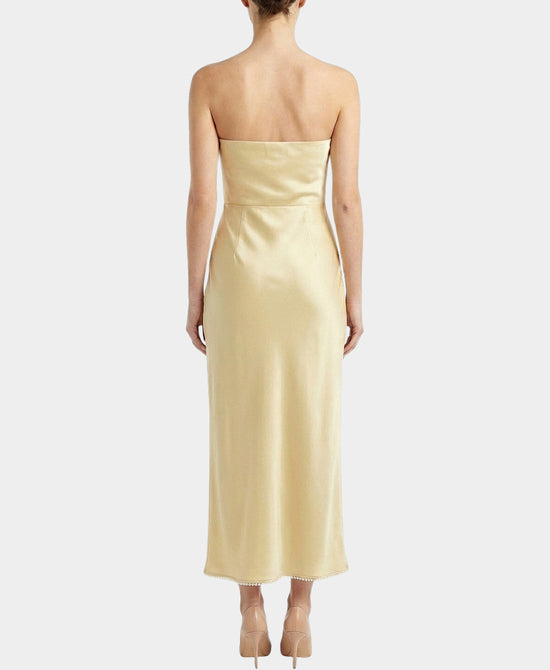 Satin Maxi Dress w/ Pearl Trim view 2