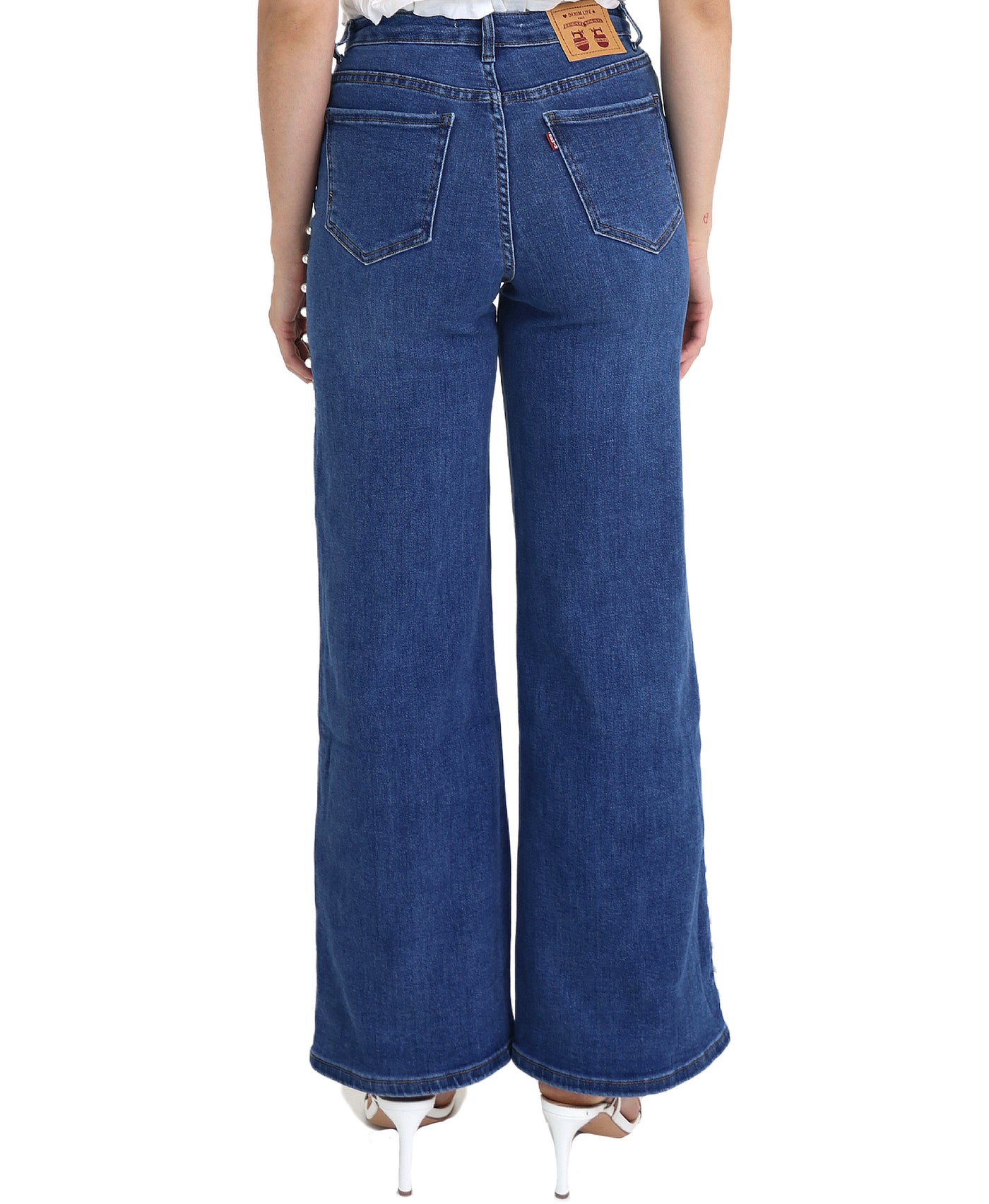 Jeans w/ Faux Pearl Trim view 2