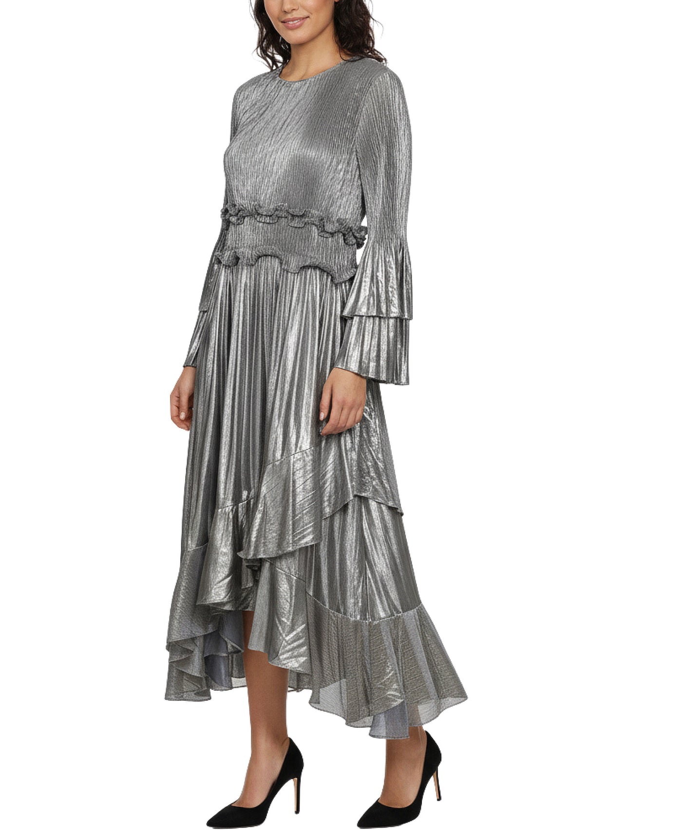 Plisse Hanky Hem Midi Dress view 2