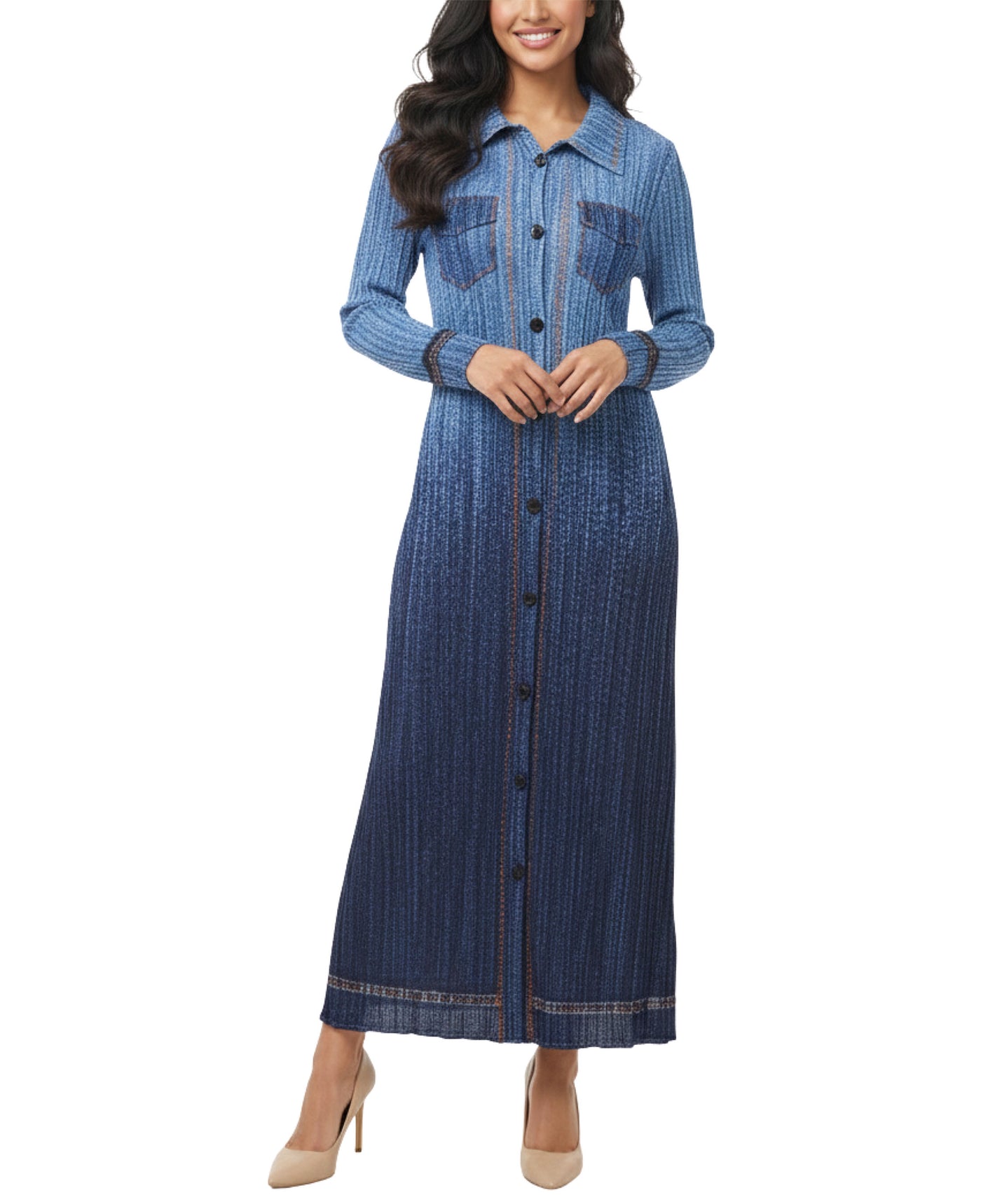 Denim Print Maxi Dress view 1
