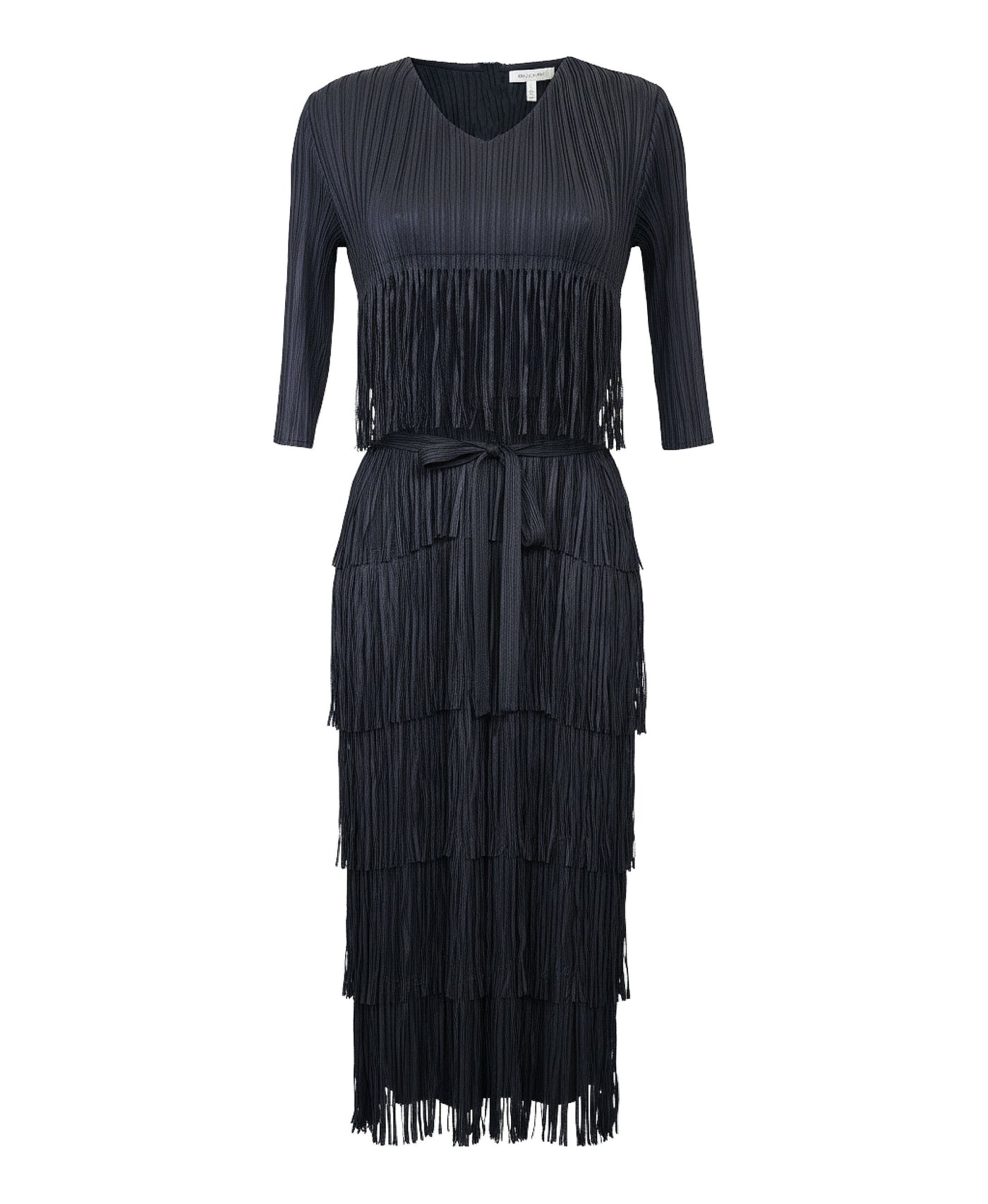 Plisse Tiered Fringe Maxi Dress view 1