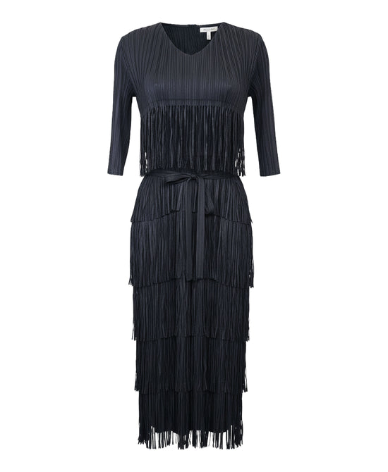 Plisse Tiered Fringe Maxi Dress view 