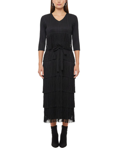 Plisse Tiered Fringe Maxi Dress image 2